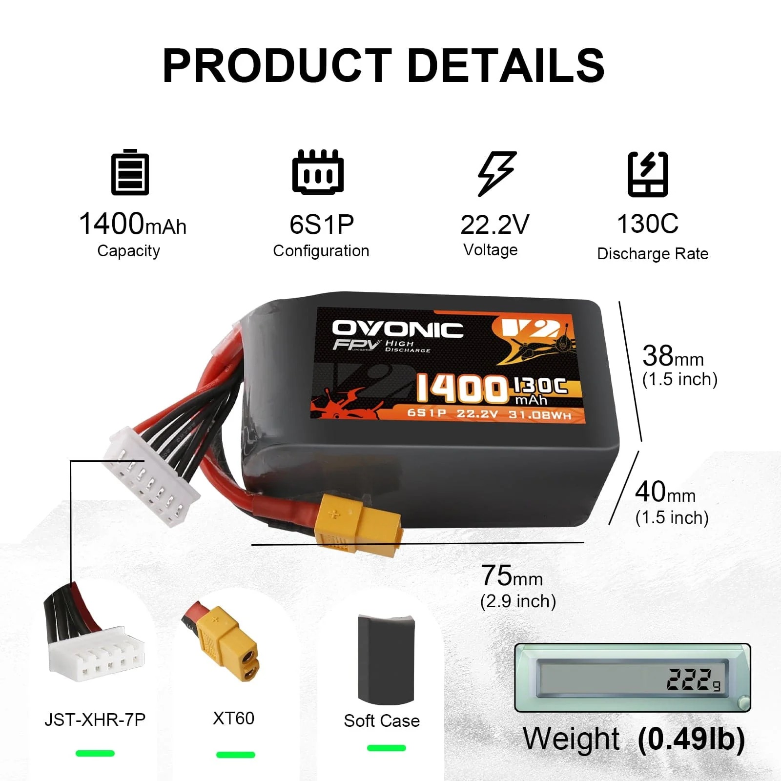 Ovonic 6S LiPo Batterij 22.2V  - Drone Battery 6S recensie en prijs